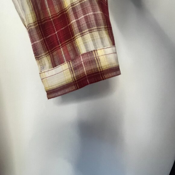 Vintage DCC Missy Casual Top Red White Plaid Sz M Cotton 3/4 Sleeve Collar - Picture 6 of 16